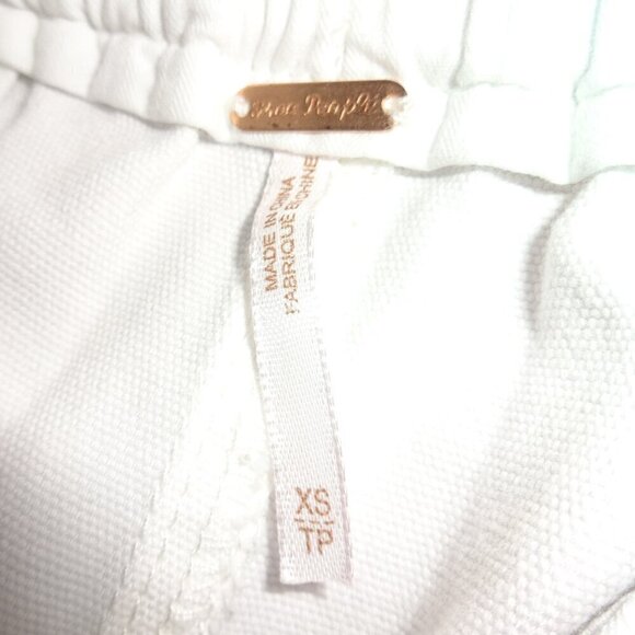 Free People size XS white paper bag waist jeans chino style, side & back pockets - Picture 11 of 12